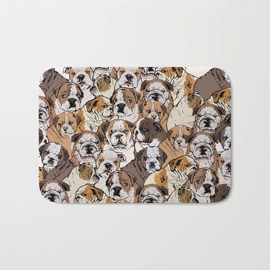 Social English Bulldog Bath Mat