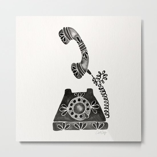 Vintage Rotary Phone – Black Palette Metal Print