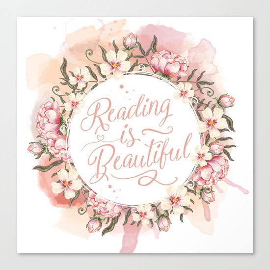 Reading is Beautiful floral wreath Canvas Print