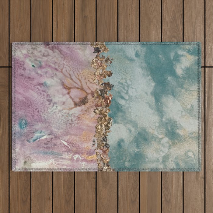 Between Day & Night Abstract Gold #1 #wall #decor #art #society6 Outdoor Rug