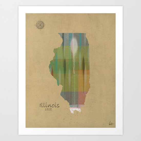 illinois state map Art Print