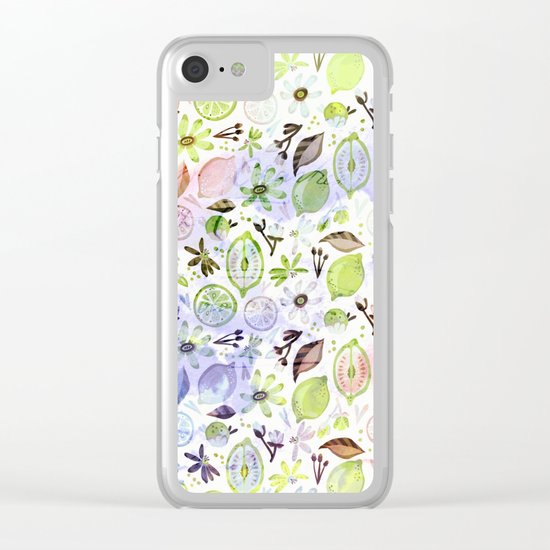Lemons and flowers- floral Summer pattern on #Society6 Clear iPhone Case