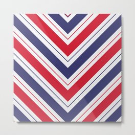 Patriotic Red White and Blue Chevron Stripes Metal Print
