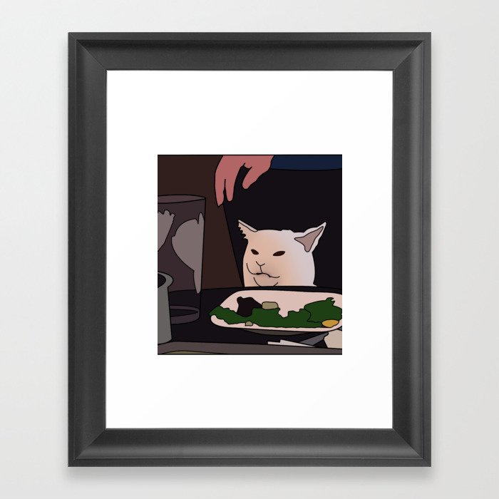 Salad cat meme Framed Art Print