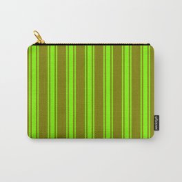 [ Thumbnail: Green and Chartreuse Colored Striped/Lined Pattern Carry-All Pouch ]