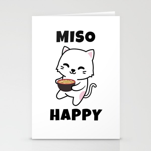 Miso Happy - Cute Anime Cat Kawaii Pun Stationery Cards