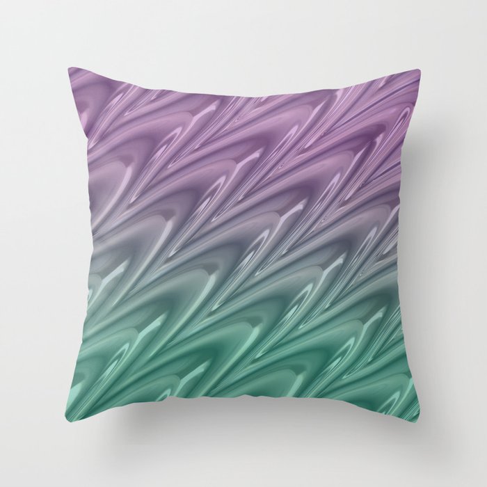 Shiny Abstract Arched Pattern with a Subtle Green Purple Gradient Ombre Tie Dye Overlay Throw Pillow