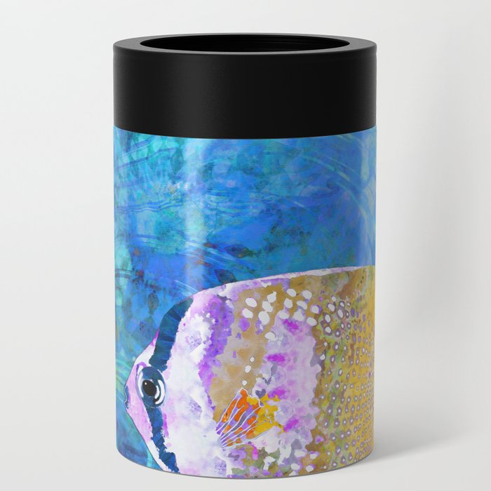 Reef Lover - Tropical Butterfly Fish Art Can Cooler