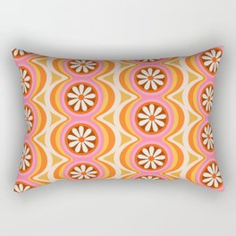 Wavy Daisy Rectangular Pillow | Graphicdesign, Digital, Pattern, Acrylic, Cat, Stencil, Black And White, Vintage, Yellow, Orange 