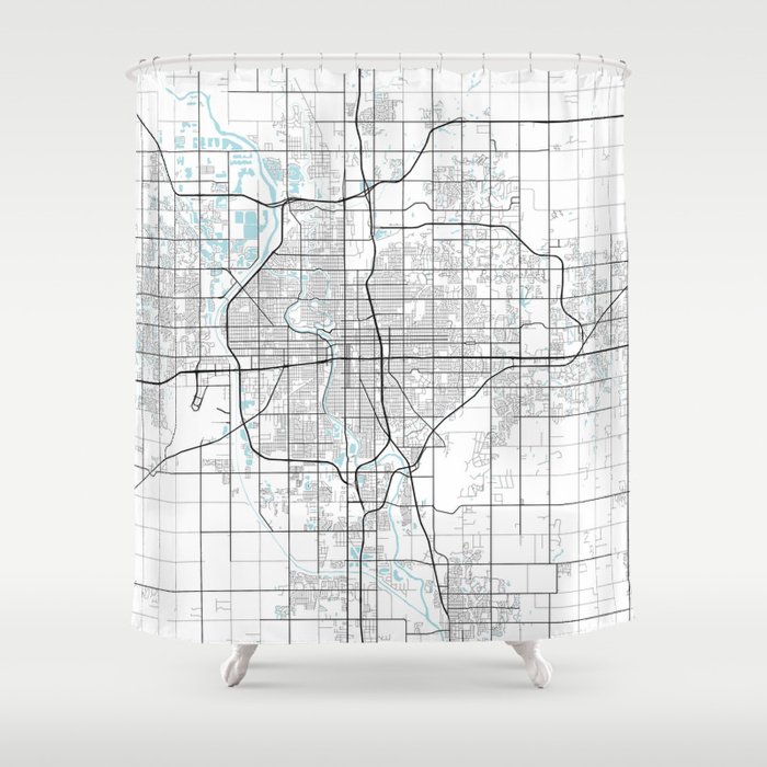 Wichita City Map of Kansas, USA - Circle Shower Curtain
