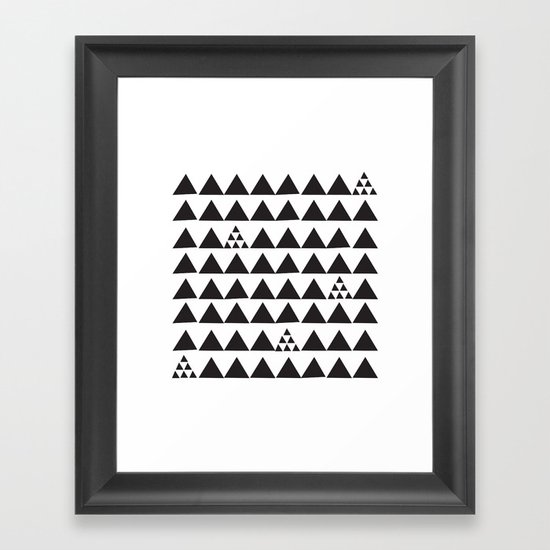 Black geometric print Framed Art Print