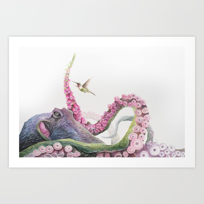 Foxglove Octopus Art Print