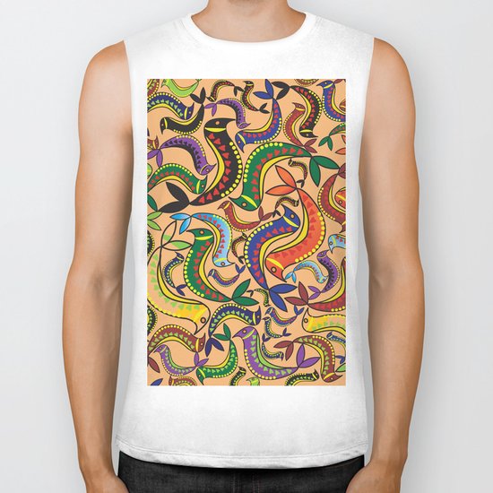color bird pattern Biker Tank