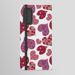 Seamless pattern with hearts with floral ornament Android Wallet Case