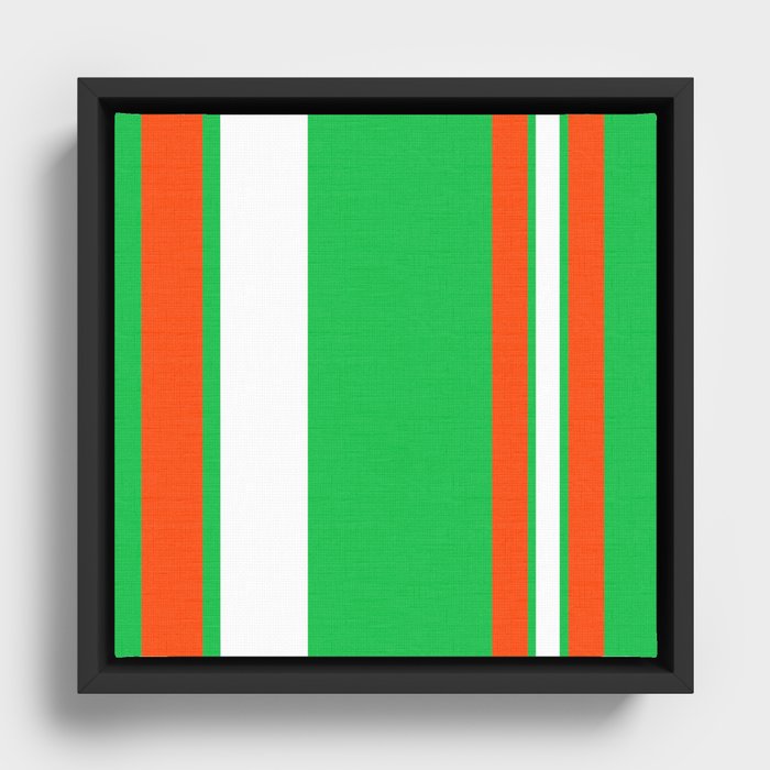 Italian Seaside Stripes Red, White And Green Framed Canvas