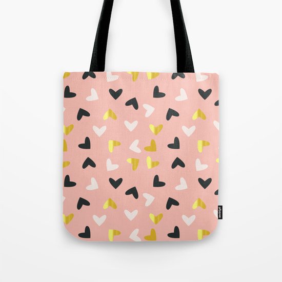 Heart pattern gold and rose Tote Bag