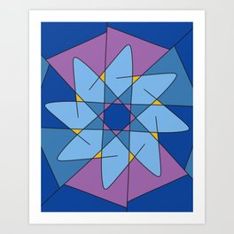 Kaleidoscope Pinwheel Art Print | Geometric, Pinwheel, Purple, Mandala, Kaleidoscope, Graphicdesign, Stainedglass, Star, Blue 