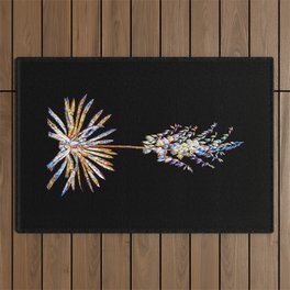 Floral Adam's Needle Mosaic on Black Outdoor Rug
