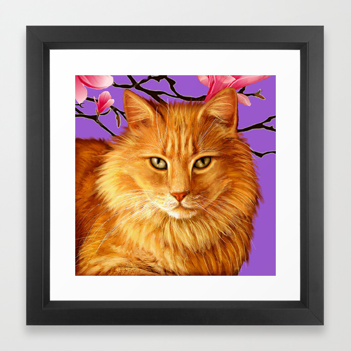 Longhaired Orange Tabby Cat Framed Art Print By Evadesignsart Society6