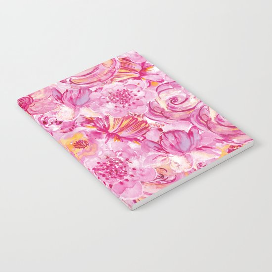 Rose pattern - Floral roses watercolor pattern Notebook
