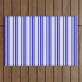 [ Thumbnail: Lavender & Blue Colored Pattern of Stripes Outdoor Rug ]