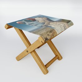 sculpture face strange desert Folding Stool