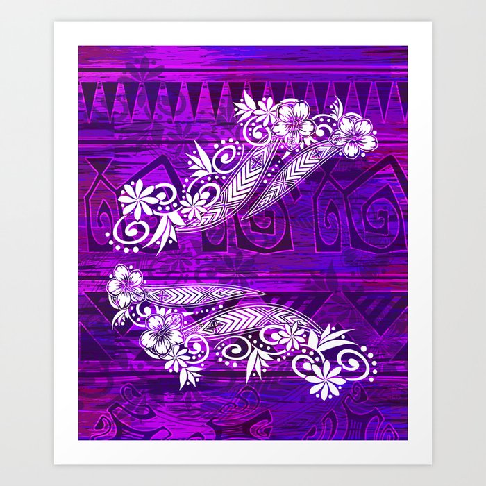 Polynesian Purple Tribal Jungle Print Art Print