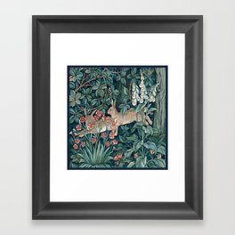 William Morris Forest Rabbits and Foxglove Greenery Framed Art Print