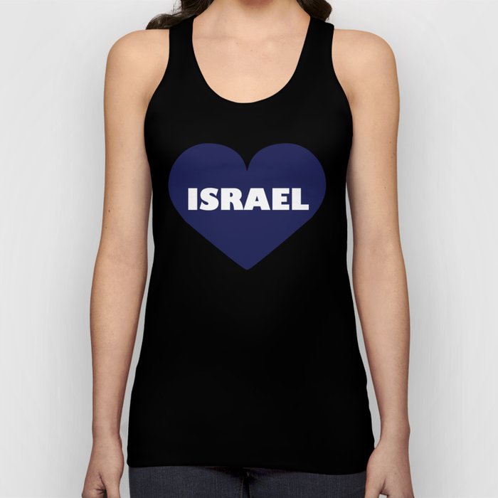 Israel in a Blue Hart Tank Top
