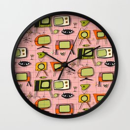 Retro Tv Pink #midcentury Wall Clock