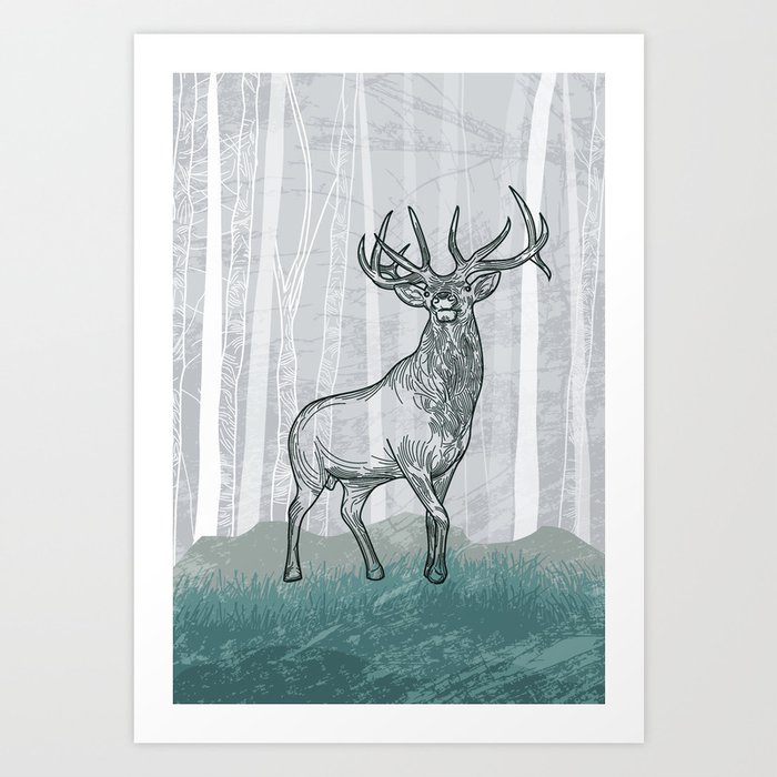 Elk Scene Art Print