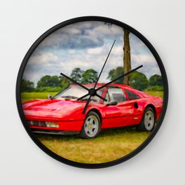 Red Sports Car 1987 Wall Clock