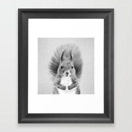 Squirrel 2 - Black & White Framed Art Print
