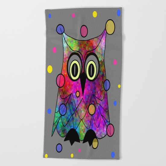 Psychedelic Owl Beach Towel