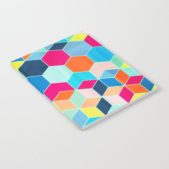Super Bright Color Fun Hexagon Pattern Notebook