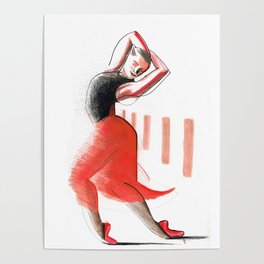 Ballerina Dance Drawing Poster