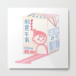 School Lunch Milk Metal Print | Funny, Carton, Drink, Fantasy, Boy, School, Kawaii, Japan, Prismo, Curated 