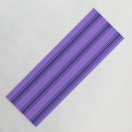 [ Thumbnail: Purple and Dark Slate Blue Colored Pattern of Stripes Yoga Mat ]