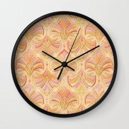 Rose Gold and Apricot Gilded Art Deco Wall Clock