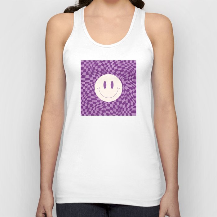 Warp checked smiley in purple Tank Top