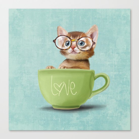 Kitten with glasses Canvas Print