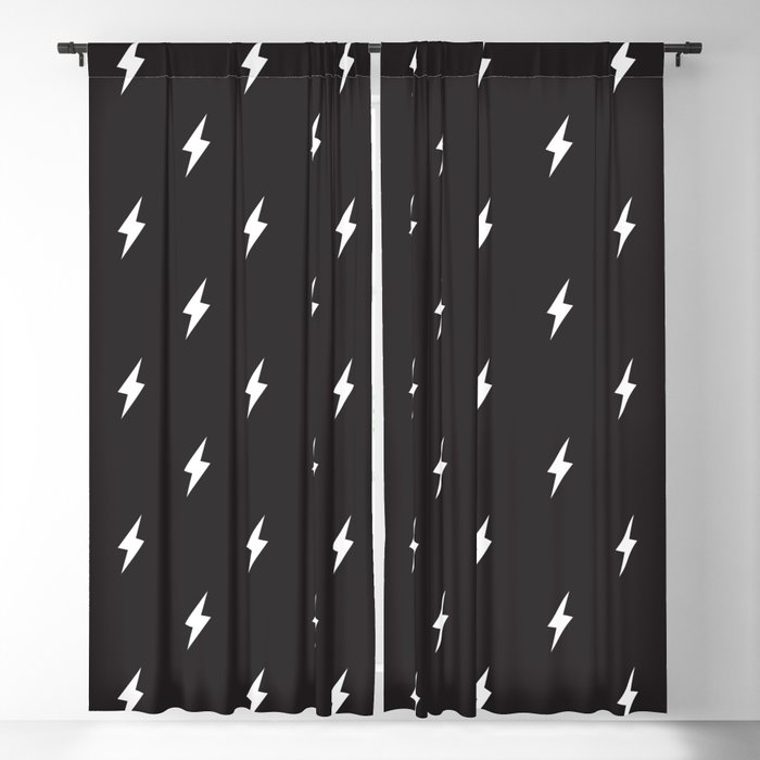 Lightning Bolt Pattern Black White, White Blackout Curtain