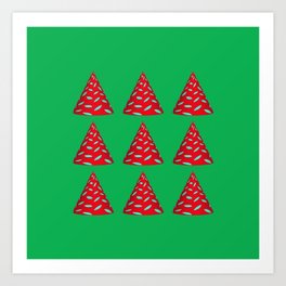 Party Time Party Hats - Red & Green Art Print