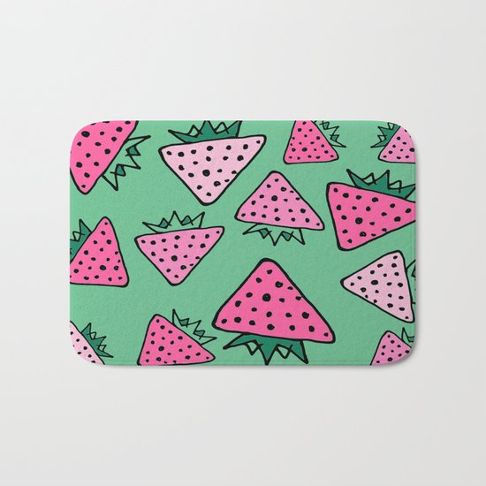 strawberry green Bath Mat