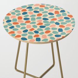 Ink Dot Mosaic Pattern in Muted Retro Teal Blush Orange Side Table