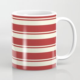 [ Thumbnail: Beige & Brown Colored Pattern of Stripes Coffee Mug ]