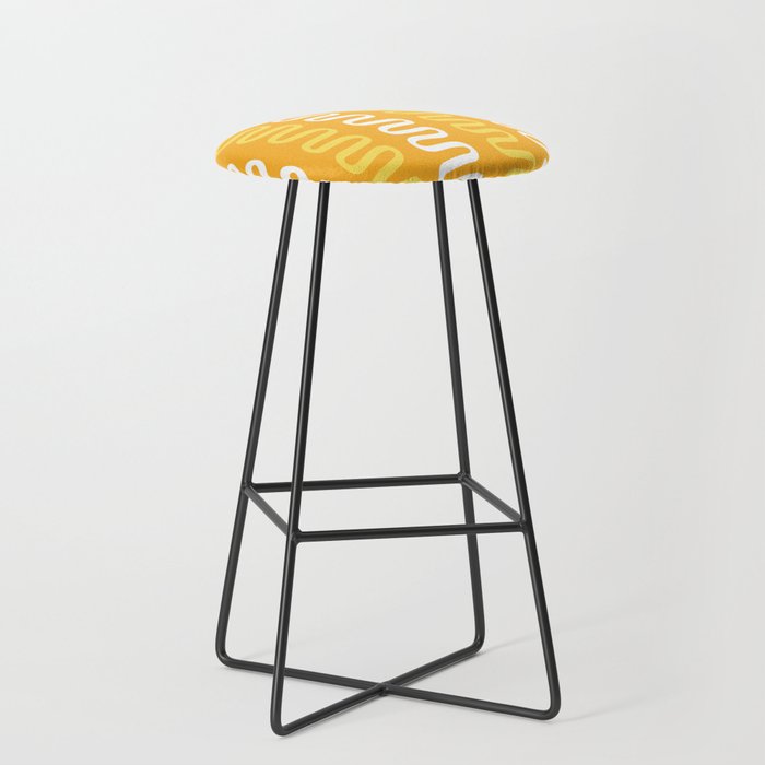 Abstract Shapes 235 in Mustard Yellow (Snake Pattern Abstraction) Bar Stool