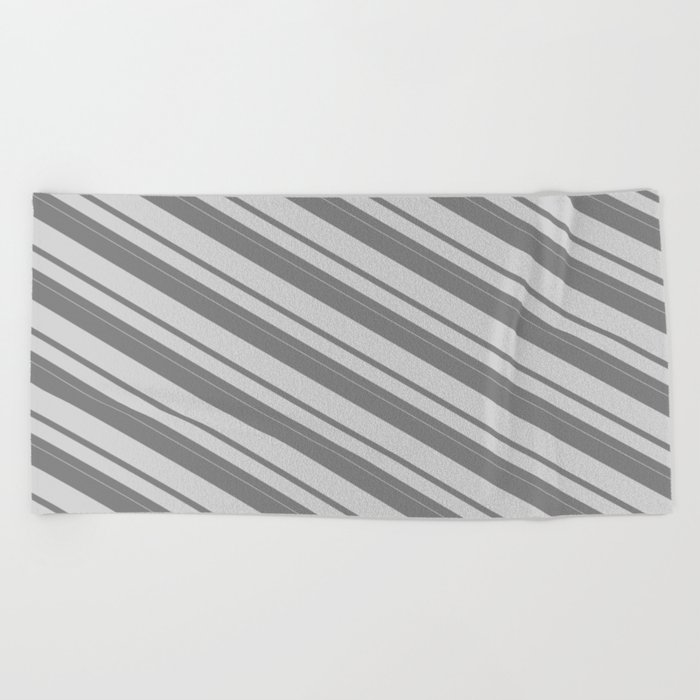 Grey & Light Grey Colored Lines/Stripes Pattern Beach Towel