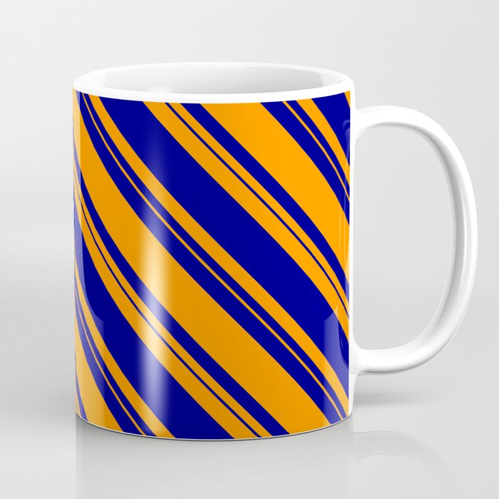 Dark Orange & Blue Colored Lined/Striped Pattern Coffee Mug
