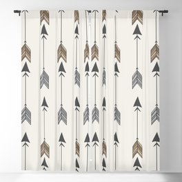 Vertical Arrow Patterns - Cream and Neutral Earth Tones Blackout Curtain